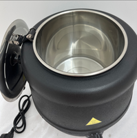 Équipement de restauration chaud Portable 10 seau à soupe rond en acier inoxydable noir chaleur Buffet soupe chauffe-aliments bouilloire à soupe électrique