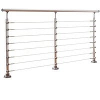 Rampe de sécurité horizontale en acier inoxydable avec poteau carré, design industriel moderne pour balcon, terrasse, loft