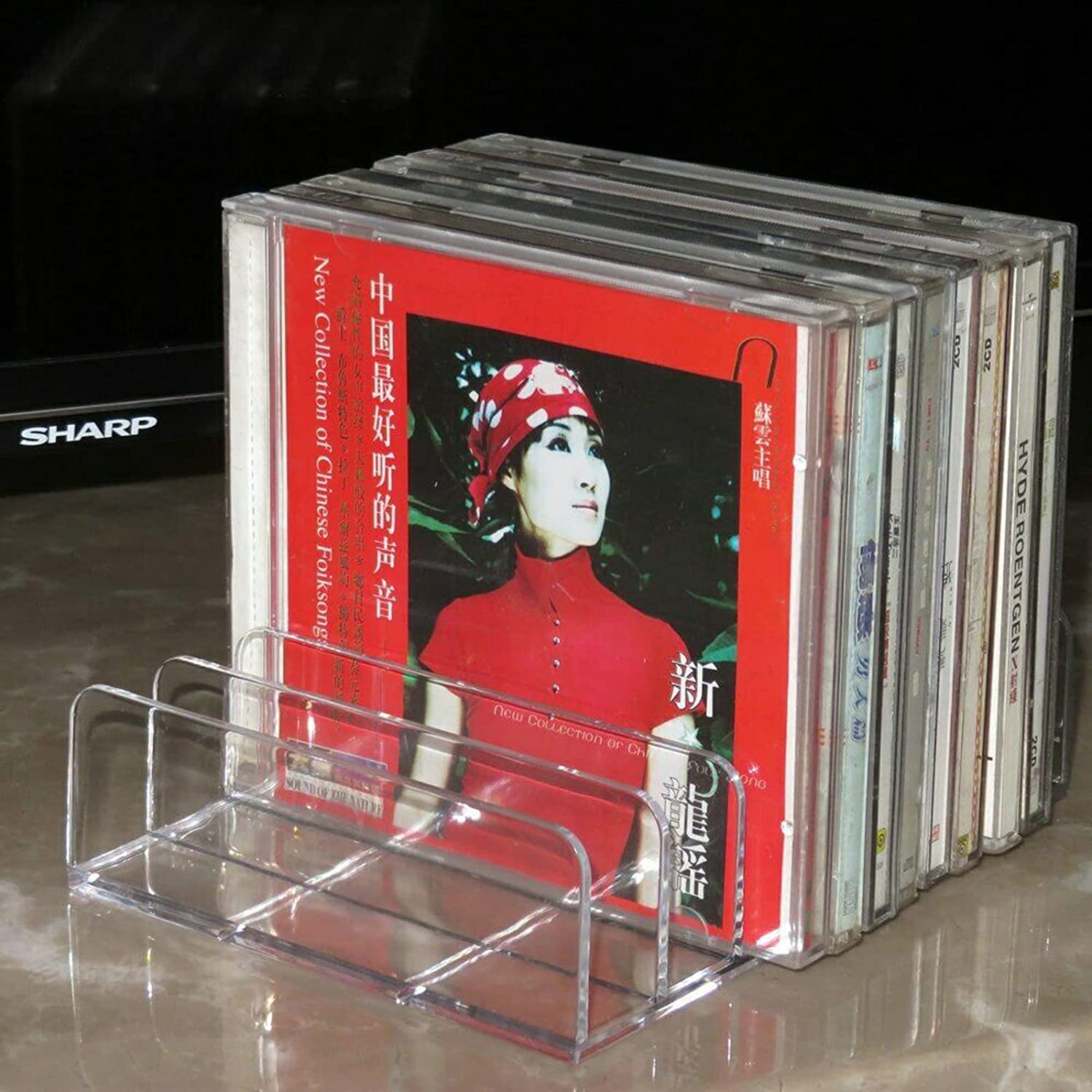 透明アクリルCDホルダーDVD収納ボックスCDディスプレイラックDVD