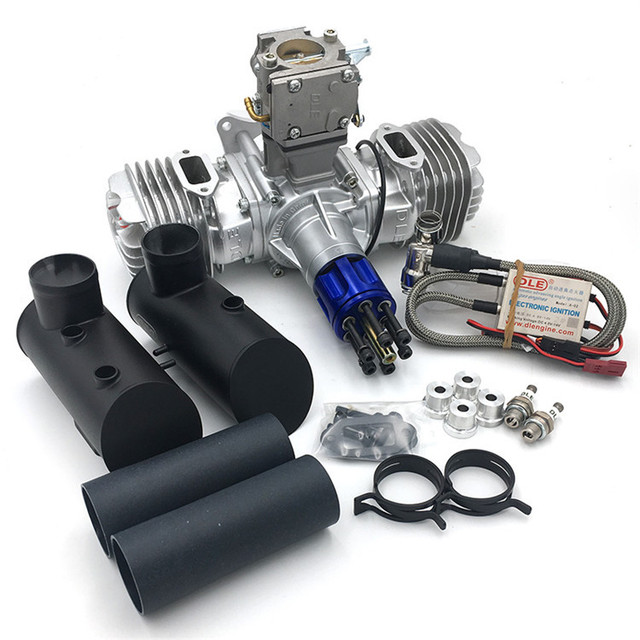 DLE Model Aircraft Engine DLE55 Gasoline Single Double Cylinder Two Stroke Side Exhaust Natural Wind Cooling Hand Start