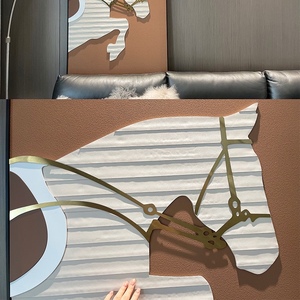 JZ Hall Living Room Decorative Abstract Animal Art Wall <strong>Painting</strong> Mixed Media Artwork Handmade 3D <strong>Horse</strong> <strong>Painting</strong> - Product Image 6