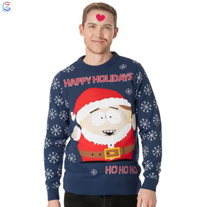 Oem Custom New Design Santa Claus Pattern <strong>Xmas</strong> Knitwear Sweater <strong>Men's</strong> Ugly Cartoon Graphic Christmas <strong>Jumper</strong> - Product Image 1