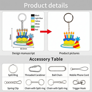 Hot Selling Most Popular Promotional Party Favors Cartoon Cute Customized <b>Keychain</b> Charms for Birthday Gift - Product Image 6