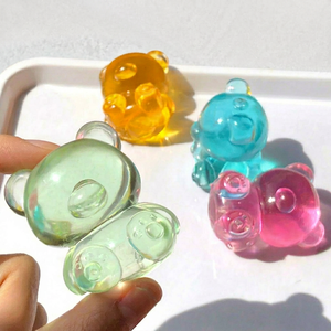 Vente en gros de jouets anti-stress personnalisés en forme d'ours à presser en maltose, avec logo personnalisé imprimé, modèle ours transparent unisexe FA204 - Product Image 1