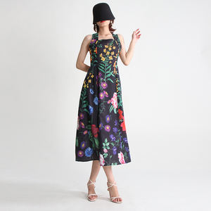 TWOTWINSTYLE moda donna di lusso di qualità <span class=keywords><strong>con</strong></span> collo quadrato abiti lunghi senza maniche ricamati <span class=keywords><strong>perline</strong></span> stampati elegante abito Casual - Product Image 3