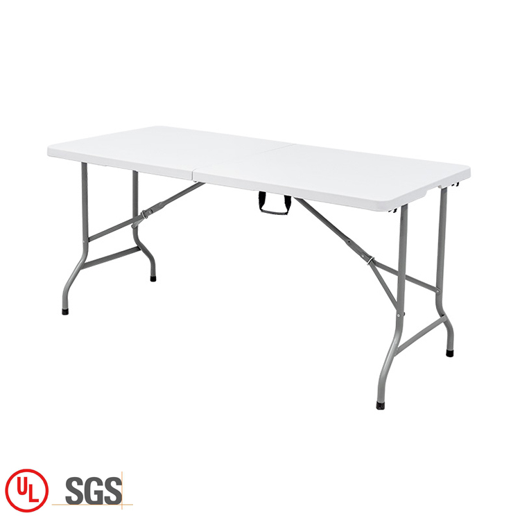 Blanca de alta calidad plegable mesa de Picnic al aire libre 5FT plegable en la mitad de plástico mesa de Camping de fábrica
