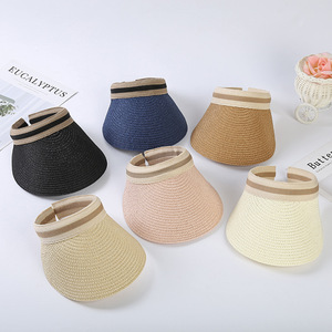 Usine en vrac papier extérieur large Prim pare-soleil chapeau de <span class=keywords><strong>plage</strong></span> personnalisé marque privée visière casquette deux tons couleur - Product Image 1