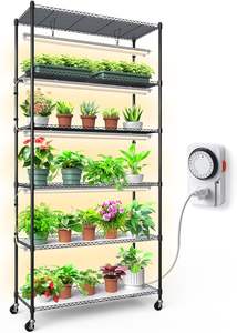 Plante à LED à spectre complet, support de lumière 6 niveaux avec roues, système de jardinage d'intérieur portable en métal - Product Image 5