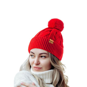 <span class=keywords><strong>Bonnet</strong></span> en tricot d'hiver personnalisé pour <span class=keywords><strong>femme</strong></span>, doux et chaud, en polaire, <span class=keywords><strong>bonnet</strong></span> tendance avec <span class=keywords><strong>pompon</strong></span> pour le ski - Product Image 2