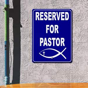 Letrero Metálico Vertical de Aluminio, Varios Tamaños, Reservado para <span class=keywords><strong>Pastor</strong></span> con Símbolo, Borde Azul para Estacionamiento, Resistente a la Intemperie, para Calle, 12x18 Pulgadas - Product Image 3