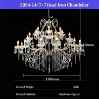Lustre en cristal de style européen, lustre moderne à LED, design en fer forgé pour hôtel, auditorium, décoration de mariage