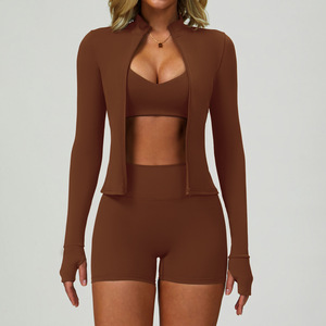 OEM ODMNude Feeling da <span class=keywords><strong>donna</strong></span> Slim Fit Full Zip up Yoga Gym <span class=keywords><strong>Fitness</strong></span> manica lunga tuta Yoga per <span class=keywords><strong>donna</strong></span> abbigliamento da palestra allenamento giacca con cerniera - Product Image 5
