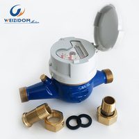 Raccords filetés 3/4"15/21 et 20/27, Compteur d'eau multi-jets en laiton avec protection IP68, Mesures en gallons