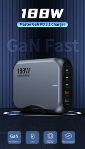 Produits les mieux classés 2026 Chargeur Gan 188W 140W 5 ports Chargeur USB-C PD 3C2A avec prise EU US UK AU - Product Image 4