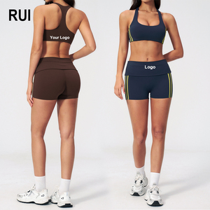 RUIQUWIN 2026 Women's High Quality Seamless Yoga Fitness <b>Set</b> <b>Sexy</b> Sports <b>Bra</b> Yoga Shorts Custom Breathable Yoga <b>Set</b> - Product Image 1