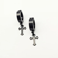 Clips d'oreille élégants anti-décoloration en forme de croix hexagramme, sans perçage, pour hommes, design créatif, boucles d'oreilles en acier inoxydable, bijoux d'oreille, vente en gros