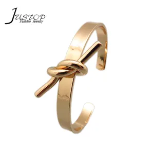 Trendy women accessories simple knot dubai 18K gold bangle