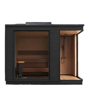 Sauna Combinada de Vapor y Sauna Tradicional para 2 Personas, de Madera de Hemlock, para Jardín Exterior - Product Image 1