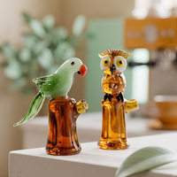 Figurine d'oiseau en bois de style Murano faite à la main, perroquet, hibou, ornements animaux pour la décoration de table à la maison, oiseau sculpté à la main artistique