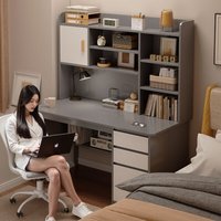 Bureau avec étagère intégrée, bureau d'étude pour étudiants, bureau d'ordinateur pour chambre à coucher, bureau simple de petite taille