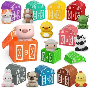 AF Farm Animals Set Modelle Matching & Sorting Feinmotorik Spielzeug Pädagogische Gummi Finger puppen Kid Lernspiel zeug