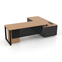 Bureau de direction en forme de L à finition chêne blanc simple IULTRA Montage facile et durable pour les meubles de bureau du PDG