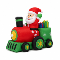 Décoration de Noël gonflable géante de 1,5 m pour extérieur, Père Noël au volant d'un train avec boîtes cadeaux, écologique