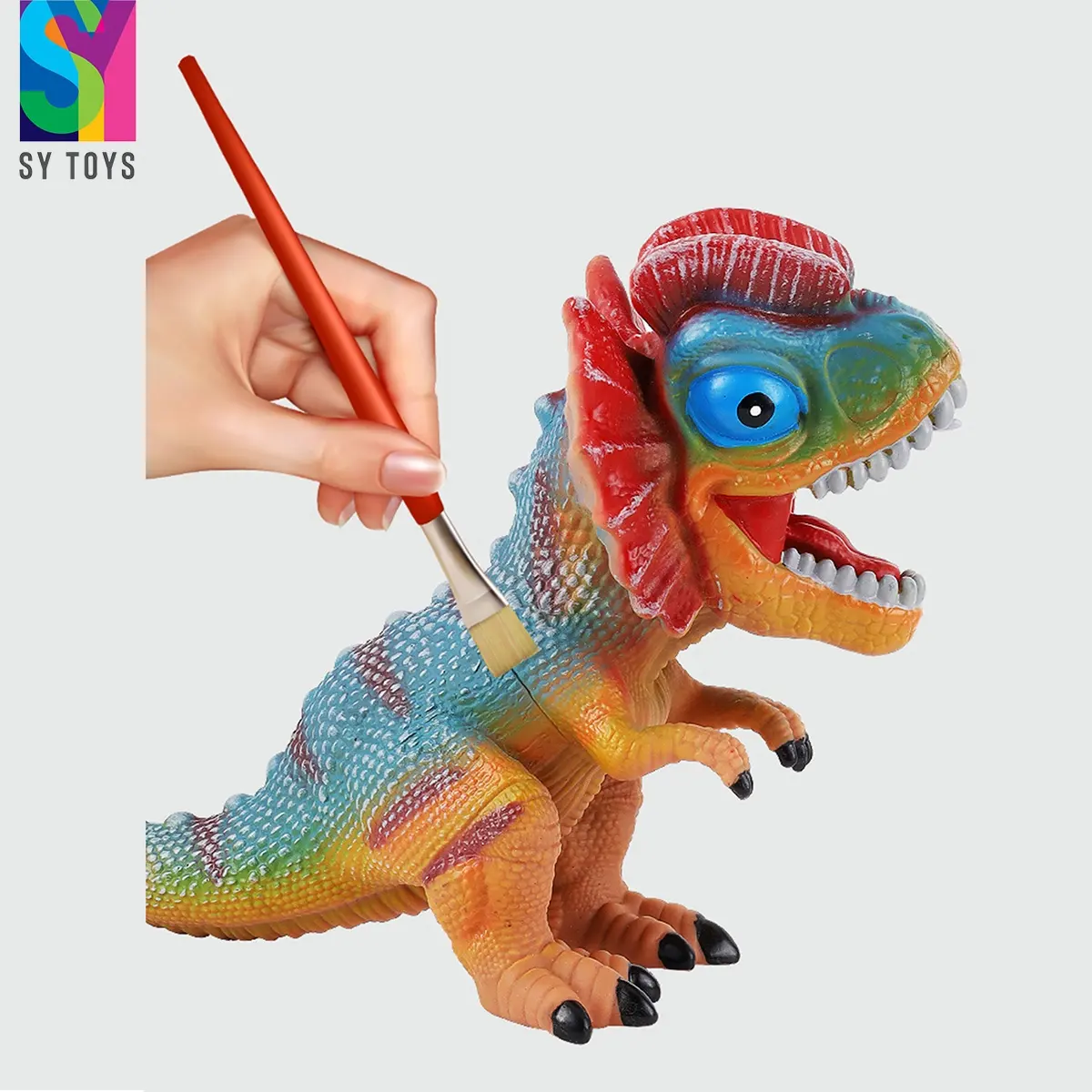 Josksy IC — ensemble de dinosaures en PVC souple, jouet éducatif et extensible, avec son, sécurité pour enfants