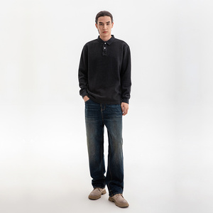 <span class=keywords><strong>Polo</strong></span> maschile a maniche lunghe in <span class=keywords><strong>cotone</strong></span> tinta unita Europa e Stati Uniti - Product Image 3