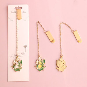 2026 Handmade Fresh Cute Alloy Flower <b>Bookmark</b> Metal Leather Note Book Page Study Supplies Clip for Promotions - Product Image 4
