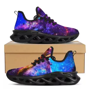 Zapatillas deportivas con estampado de cielo estrellado para mujer, zapatos deportivos femeninos con plataforma, color púrpura y azul, 2021
