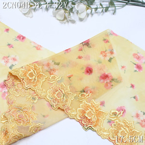 Bordure en dentelle brodée jaune <span class=keywords><strong>de</strong></span> 17 cm, motif rose bleue, en tulle imprimé extensible écologique <span class=keywords><strong>de</strong></span> haute qualité, pour <span class=keywords><strong>soutien</strong></span>-<span class=keywords><strong>gorge</strong></span> féminin - Product Image 6
