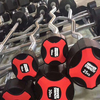 Équipement de musculation pour salle de sport, plaques de poids droites fixes en caoutchouc chromé 10-30 kg, équipement de musculation