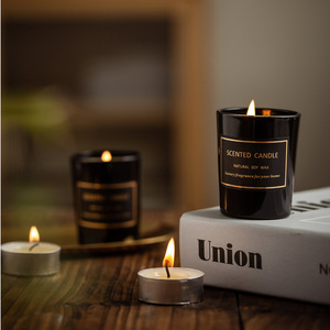 Wholesale Luxury Fragrance Mini 55g Neroli Water Lime Basil <strong>Citrus</strong> Soy Wax Black Glass Scented <strong>Candle</strong> With Box - Product Image 4