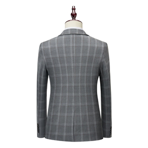 Nouveau Slim-fit hommes Plaid trois pièces <span class=keywords><strong>costume</strong></span> hommes <span class=keywords><strong>costume</strong></span> décontracté marié meilleur <span class=keywords><strong>homme</strong></span> <span class=keywords><strong>costume</strong></span> robe - Product Image 4