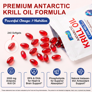 Cápsulas Blandas de Aceite de Krill Antártico Lenm 2000 <span class=keywords><strong>Mg</strong></span> con Omega-3 EPA y DHA para el Apoyo Inmunológico, la Salud de las Articulaciones y el Cerebro - Product Image 2
