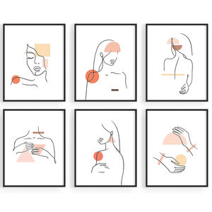 Peinture sur toile abstraite minimaliste, art de la ligne simple, <span class=keywords><strong>visage</strong></span> de <span class=keywords><strong>femme</strong></span> <span class=keywords><strong>noir</strong></span> <span class=keywords><strong>et</strong></span> <span class=keywords><strong>blanc</strong></span>, art mural esthétique - Product Image 5