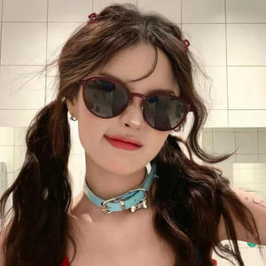 Lunettes de soleil ovales pour femmes Qianai, protection UV400, monture PC, verres AC, type 3, gris G5-6365 - Product Image 3