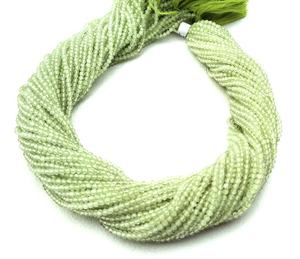 Piedras preciosas naturales de Prehnita verde, hilo largo de 13 pulgadas, microcuentas facetadas, fabricación de joyas, collar artesanal - Product Image 1