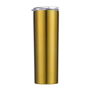 Sublimation Tumbler Stainless Steel White 20oz Skinny Straight Blank with Lid <b>Straw</b> <b>Metal</b> - Product Image 4