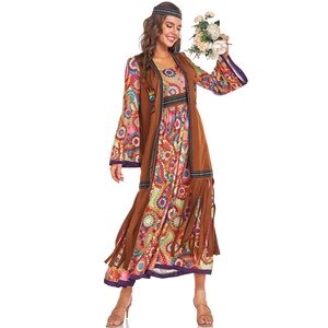 Vestido Retro de los 70 para Festival de Música, Estilo Disco, <span class=keywords><strong>Cantante</strong></span> <span class=keywords><strong>Country</strong></span>, Vestido Hippie, Disfraz de Ropa India, Tallas M-XL - Product Image 4