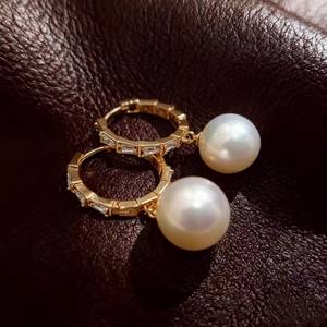 22865 Accessoires de perles DIY, support vide pour boucles d'oreilles en argent S925, or/argent, bijoux avec perle ronde de 9 à 17 mm - Product Image 2