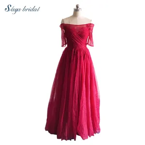 2021 New Design Women Long Sleeve Red Beading Beaded Maxi Gowns einfache casual kleid Bridesmaid kleider