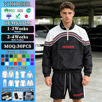 Ensemble Sport Décontracté Homme Tendance Bicolore OEM ODM – Haut Manches Courtes Coupe-Vent et Short à Cordon – Deux Pièces pour l'Été