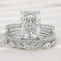 SPJ Directo de Fábrica Anillo de Plata de Ley 925 de Alta Calidad con Zirconia 5A Ultra Brillante, Set de Bandas Apilables de Lujo Minimalista para Mujer