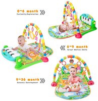 Tapis de jeu musical en peluche pour salle de sport en gros, jouet à pied pour bébé de 0 à 6 mois
