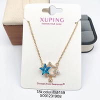 Collier pendentif à chaîne à maillons en alliage de cuivre plaqué or avec CZ synthétique, nouveau design, pour femmes, vente en gros de bijoux XUPING