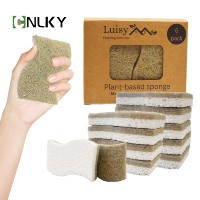 Éponge de cuisine rectangulaire à base de plantes, en fibre de coco naturelle, en cellulose, biodégradable, légère, durable, double face