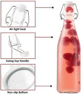 Botellas de Vidrio de 1 Litro con Tapa de Clip, Estilo Vintage con Estampado Navideño - Product Image 3