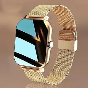 Wholesale TFT Screen BT Call Smartwatch Sports Metal Stainless Square Gold Smart Watch